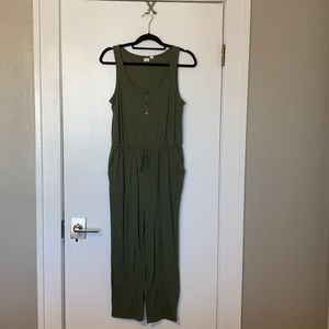 Green GAP full length petite tank jumpsuit